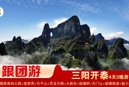 【三陽開泰】張家界國家森林公園/袁家界/天子山/十裏畫廊+張家界大峽穀景區/玻璃橋+天門山國家森林公園/玻璃棧道/天門洞品質純玩3晚4日遊 